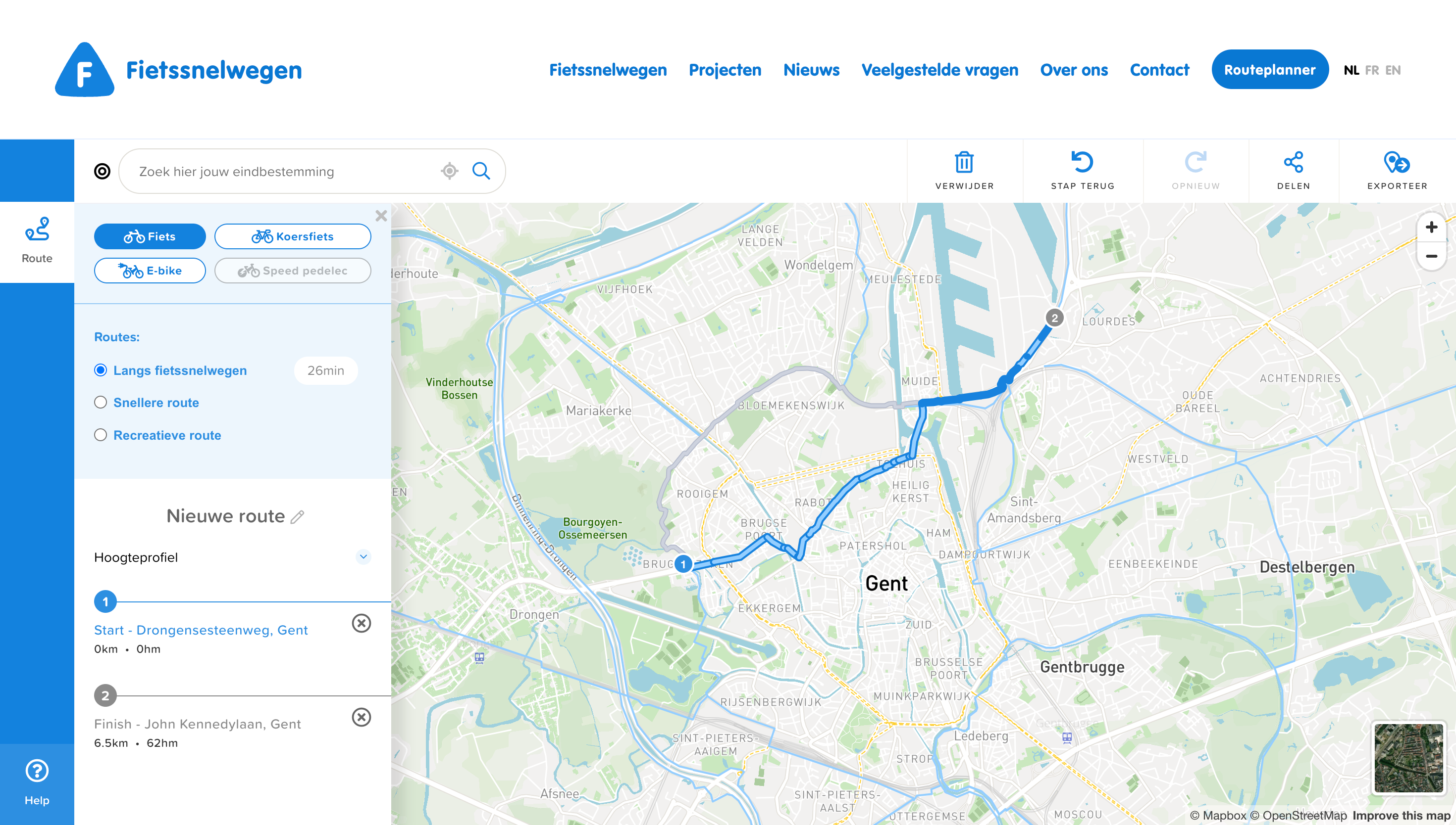 Fietssnelwegen routeplanner